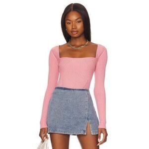 Revolve Lover’s + Friends The Back Fitted Rib Sweater In Pink Size M